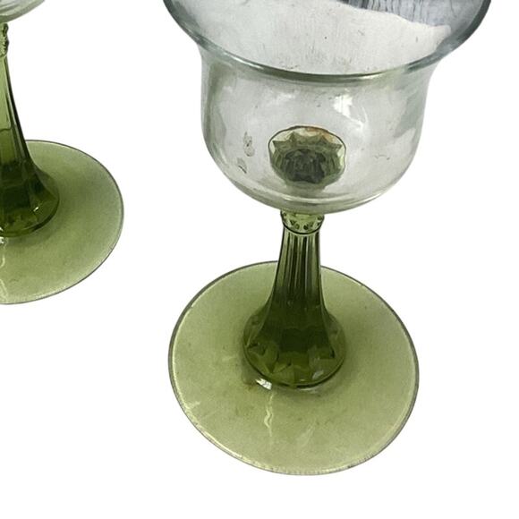 Set of 2 Vintage PartyLite Green Glass Stem Votive Tealight Candle Holders - Picture 2 of 5